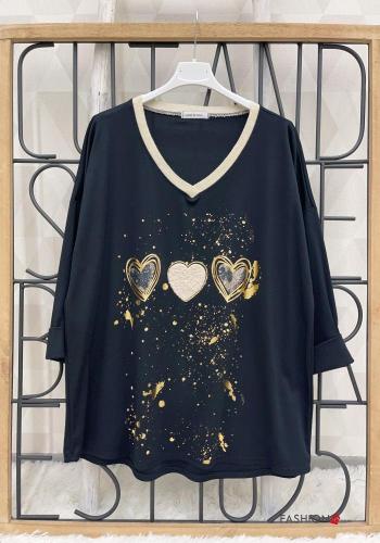 heart motif Long sleeved top with v-neck - ph 1