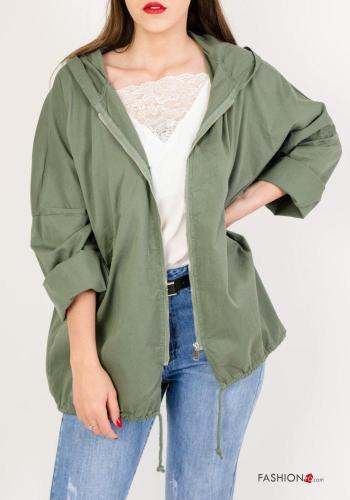 Giacca in Cotone con zip con cappuccio - ph 1