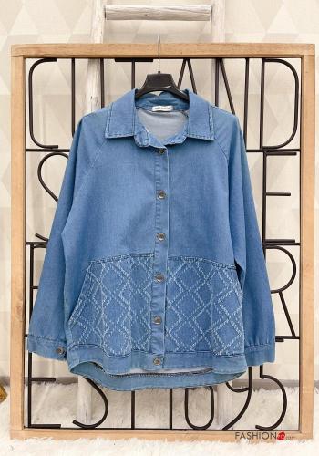 Camicia in Cotone denim con bottoni con tasche - ph 1