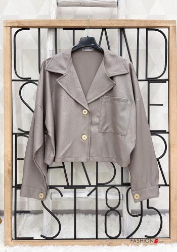 Giacca maniche lunghe corto con bottoni con tasche - ph 1