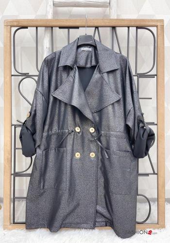 metallisiert Trenchcoat mit Knöpfen mit kordelzug ohne Futter mit Taschen - ph 1