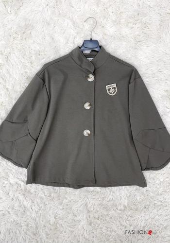 Cotton Jacket with buttons 3/4 sleeve - ph 1