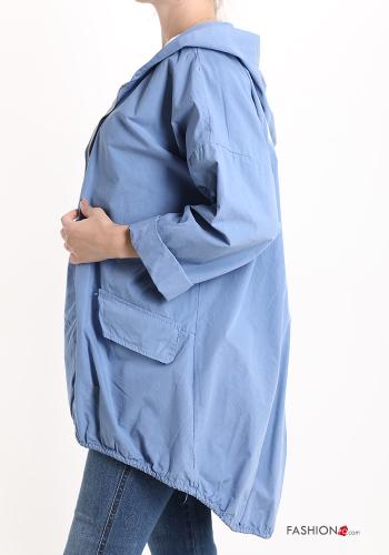 Giacca in Cotone Fantasia scritta con zip con tasche con cappuccio - ph 3