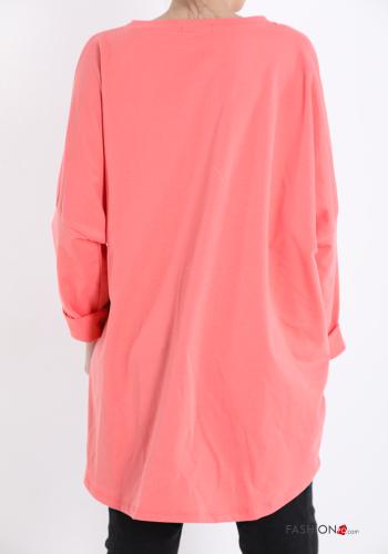 Felpa in Cotone Fantasia stampata con zip con strass - ph 2