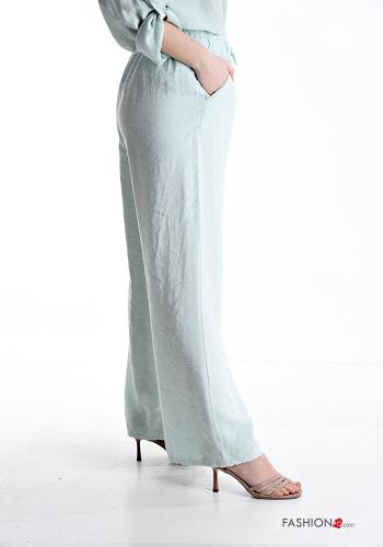 Pantalone in Lino con elastico con tasche con coulisse - ph 3