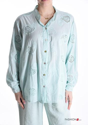 Camicia in Cotone maniche lunghe con colletto Fantasia paisley con bottoni - ph 1