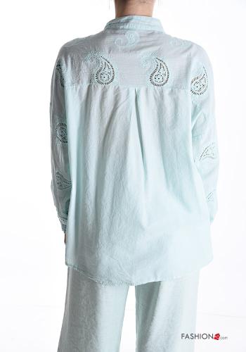 Camicia in Cotone maniche lunghe con colletto Fantasia paisley con bottoni - ph 2