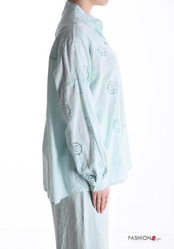Camicia in Cotone maniche lunghe con colletto Fantasia paisley con bottoni - ph 3