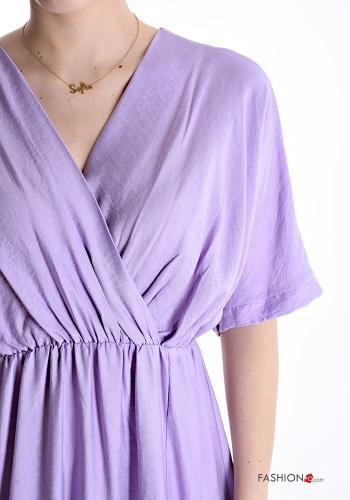 Abito maniche corte con spacco con strass con elastico - ph 4