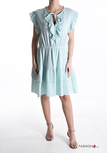 volantärmel knielanger Kleid aus Baumwolle mit Volants mit gummizug - ph 1