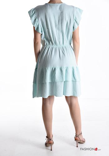 volantärmel knielanger Kleid aus Baumwolle mit Volants mit gummizug - ph 2