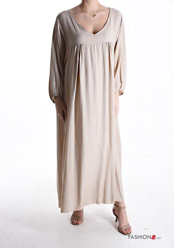 long sleeve long oversized Dress with v-neck - ph 1
