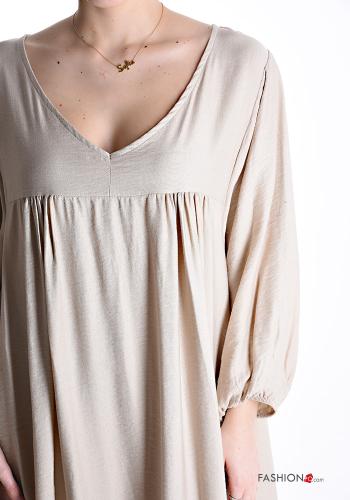 long sleeve long oversized Dress with v-neck - ph 4