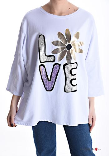 Bedrucktes Langarmshirt aus Baumwolle mit Pailletten - ph 1