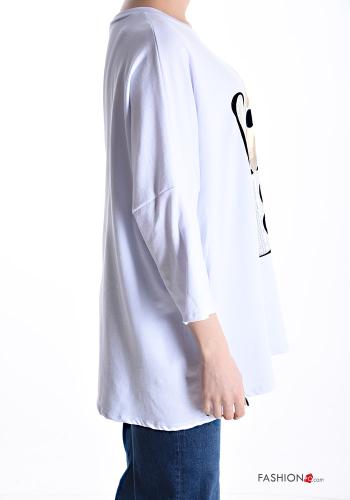 Bedrucktes Langarmshirt aus Baumwolle mit Pailletten - ph 3