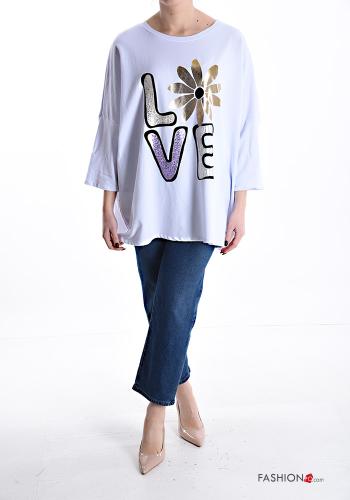 Bedrucktes Langarmshirt aus Baumwolle mit Pailletten - ph 5