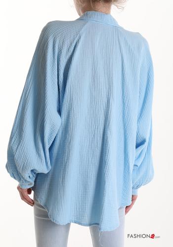 Camicia in Cotone maniche a palloncino con colletto scollo a V - ph 2