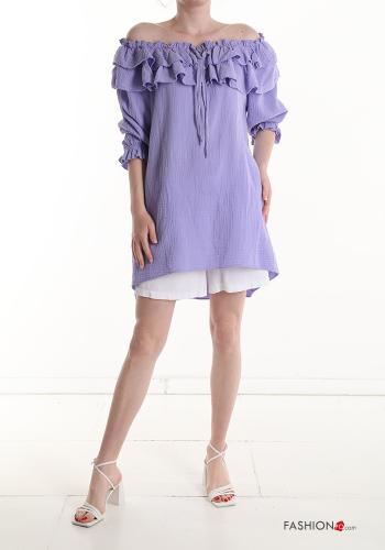 Bluse aus Baumwolle mit Volants 3/4 ärmel - ph 1