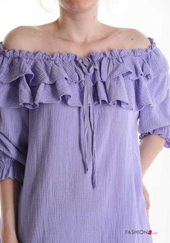 Bluse aus Baumwolle mit Volants 3/4 ärmel - ph 4
