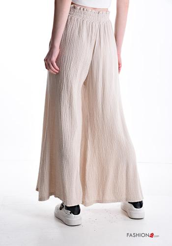 Pantalone in Cotone wide leg con tasche con elastico - ph 2