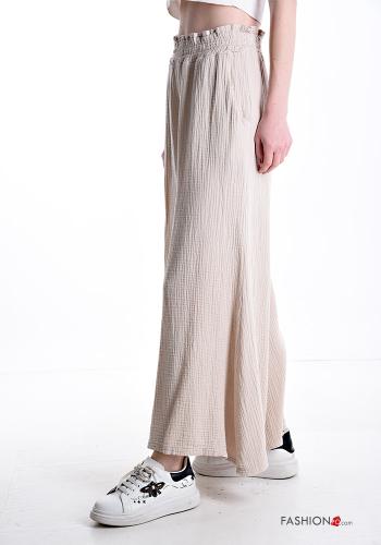 Pantalone in Cotone wide leg con tasche con elastico - ph 3