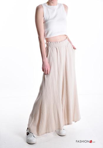 Pantalone in Cotone wide leg con tasche con elastico - ph 5