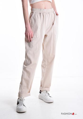 Pantalon en Coton avec poches avec élastique