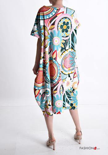 Patterned short sleeve Cotton Dress with pockets - ph 2