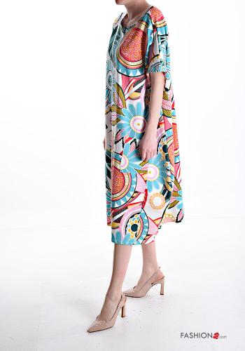 Patterned short sleeve Cotton Dress with pockets - ph 3