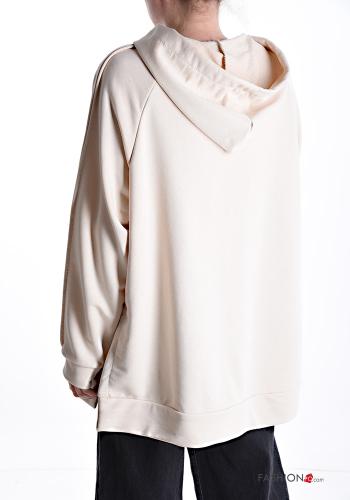 Felpa in Cotone Fantasia scritta con cappuccio - ph 2