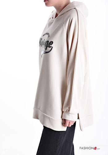 Felpa in Cotone Fantasia scritta con cappuccio - ph 3