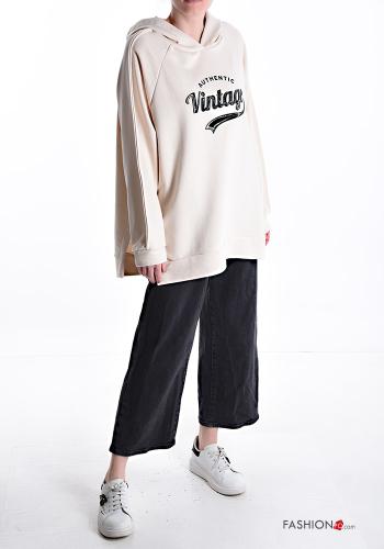 Felpa in Cotone Fantasia scritta con cappuccio - ph 5