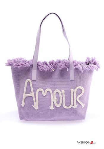 Aufschriftes Muster Tasche mit Fransen - ph 1