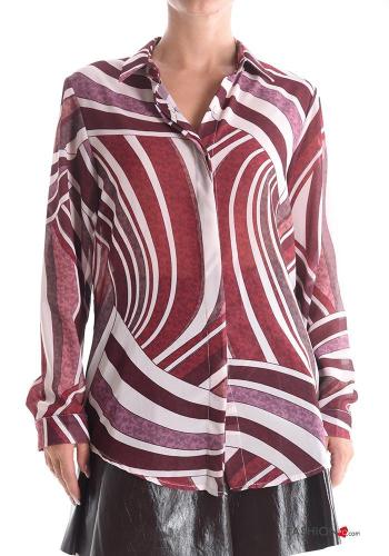 Chemise manches longues à collet Imprimé mixte à boutons