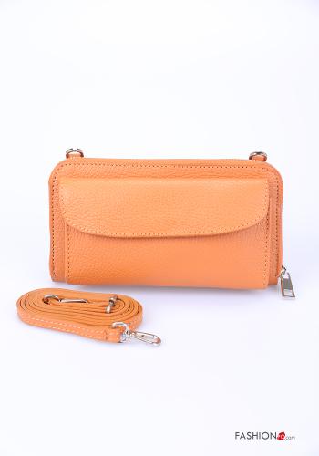 Étui Pour Téléphone Portable en Cuir Véritable avec fermeture éclair avec portefeuille avec bandoulière - ph 1