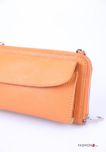 Étui Pour Téléphone Portable en Cuir Véritable avec fermeture éclair avec portefeuille avec bandoulière - ph 4