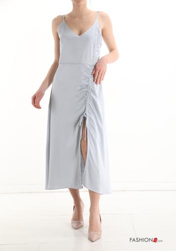 Robe Sans Manches satin ajustable avec noeud à col en V - ph 1