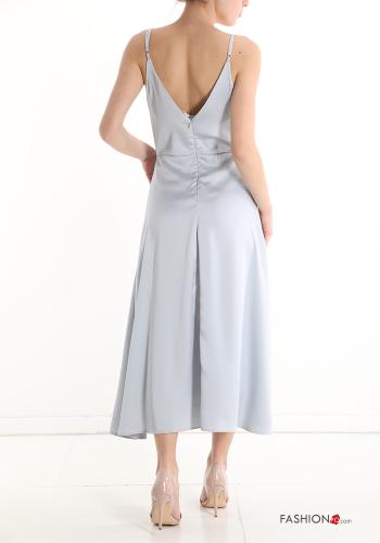 Robe Sans Manches satin ajustable avec noeud à col en V - ph 2