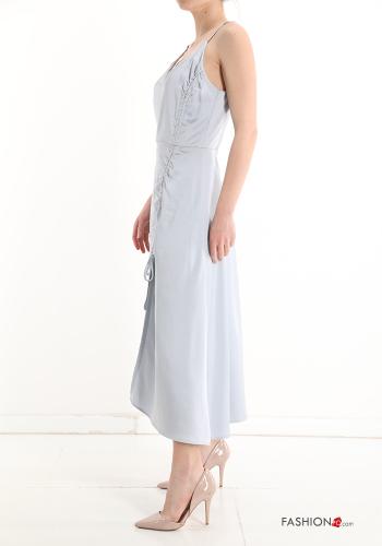 Robe Sans Manches satin ajustable avec noeud à col en V - ph 3
