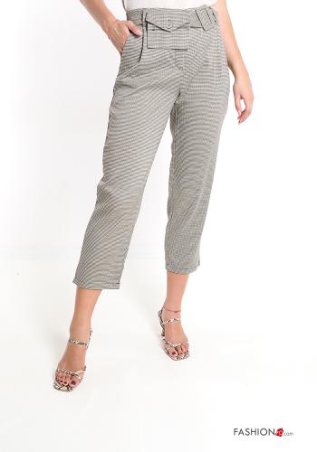 Vichy Muster Hose mit Gürtel mit Taschen - ph 1
