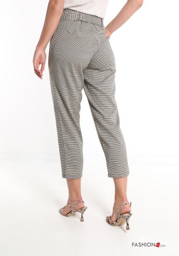 Vichy Muster Hose mit Gürtel mit Taschen - ph 2