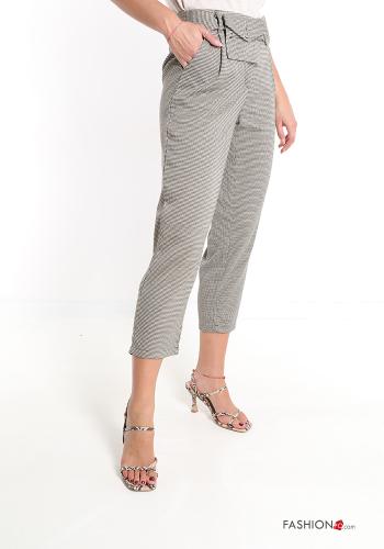 Vichy Muster Hose mit Gürtel mit Taschen - ph 3