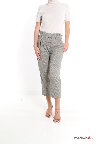 Vichy Muster Hose mit Gürtel mit Taschen - ph 5