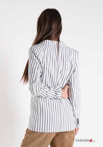 Striped double-breasted Linen Blazer with buttons - ph 2