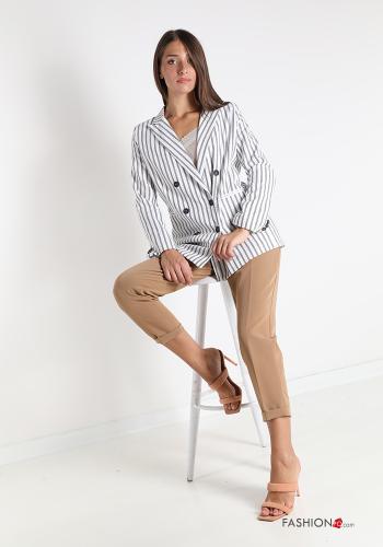 Striped double-breasted Linen Blazer with buttons - ph 5