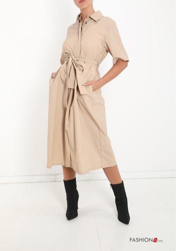 Robe chemise avec poches avec noeud - ph 1