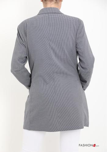 Vichy Muster Blazer mit Knöpfen mit Taschen - ph 2