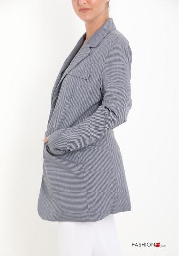 Vichy Muster Blazer mit Knöpfen mit Taschen - ph 3