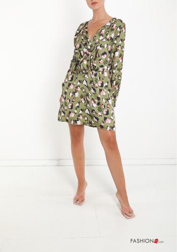 Robe Imprimé abstrait avec noeud à col en V - ph 1