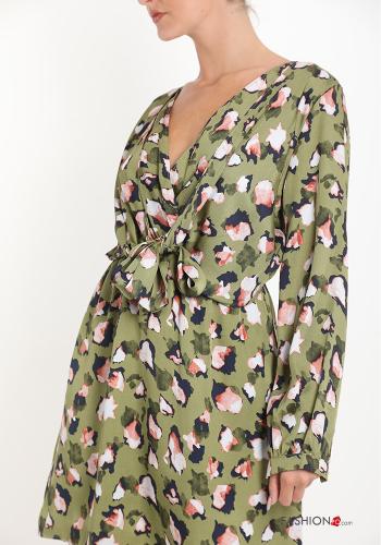 Robe Imprimé abstrait avec noeud à col en V - ph 4
